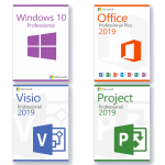 Windows 10 Professional + Visio 2019 Professional + Project 2019 Professional + Office 2019 Professional Plus  license for 3 devices